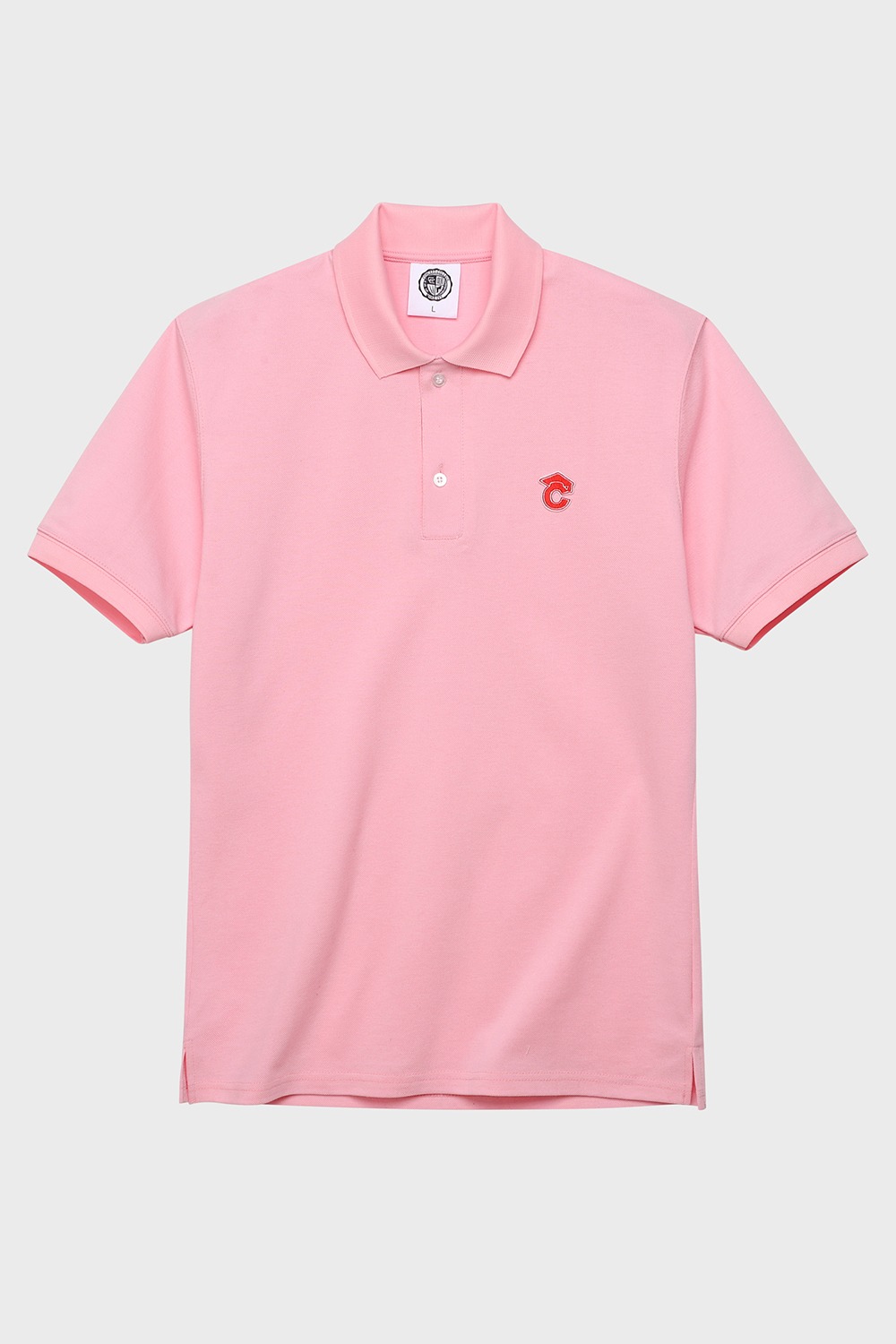 Small graduation cap patch Unisex pique polo shirt (Pink) RICHEZ
