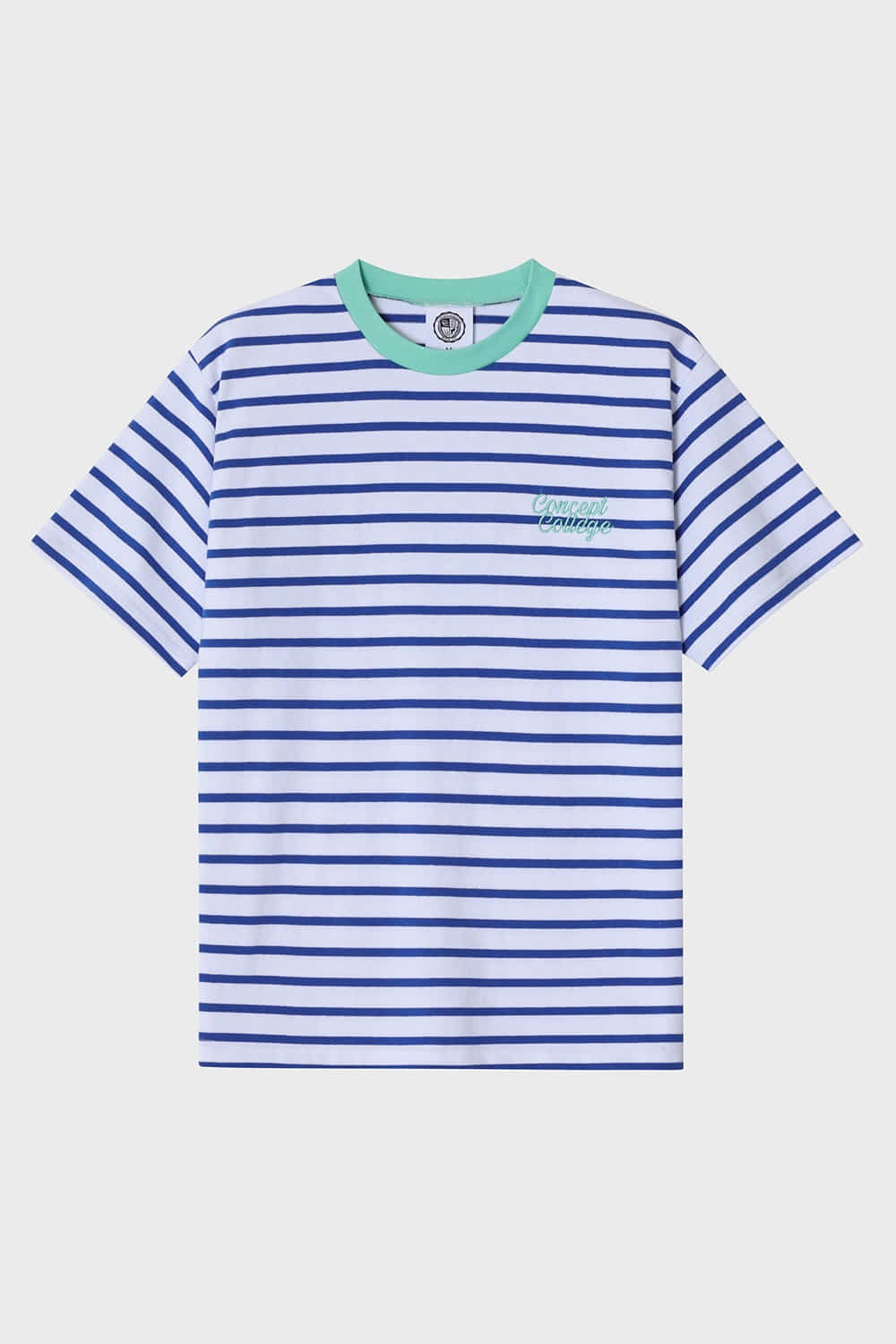 Mint Neck Blue Stripe Unisex T-shirt (BLUE WHITE) RICHEZ